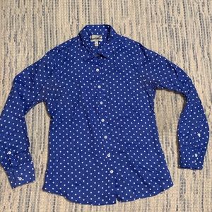 JCrew linen polka dot button down
